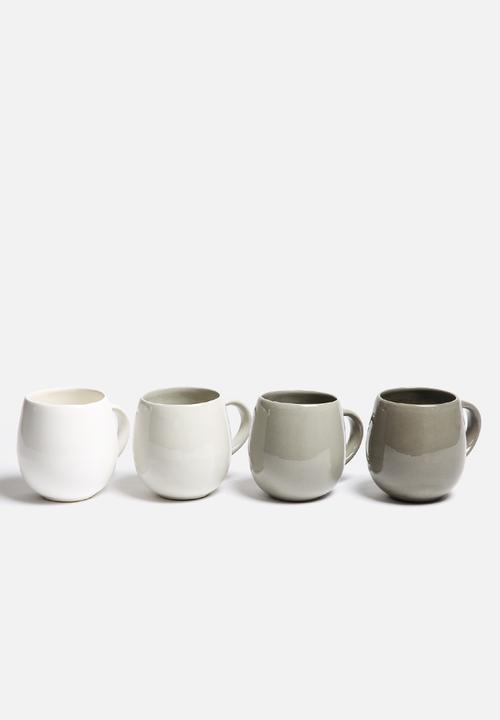Urchin Art - Set of 4 Grayscale Mugs