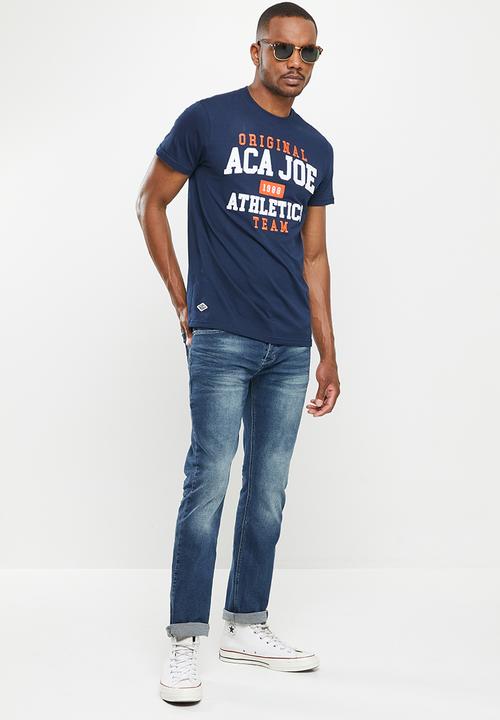 Aca Joe - Aca joe hq square cracked print tee short sleeve - blue