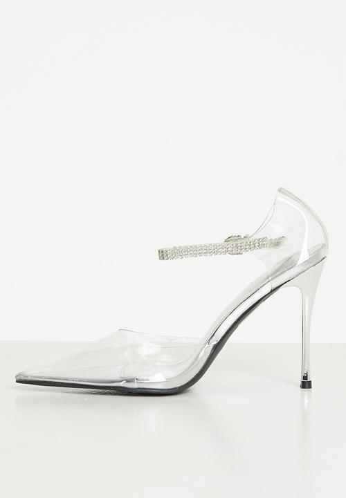 Public Desire - Dining out barely there court stiletto - silver metallic