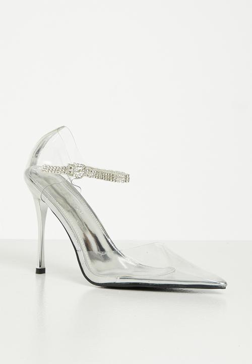 Public Desire - Dining out barely there court stiletto - silver metallic