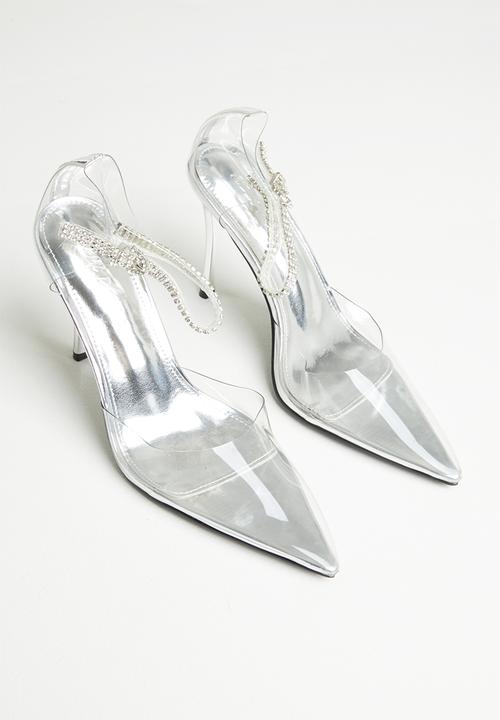Public Desire - Dining out barely there court stiletto - silver metallic