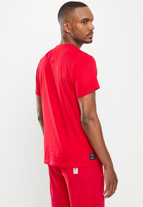 Aca Joe - Aca joe embossing on centre front crew tee - high risk red