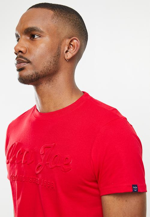 Aca Joe - Aca joe embossing on centre front crew tee - high risk red