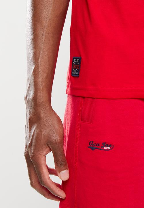 Aca Joe - Aca joe embossing on centre front crew tee - high risk red