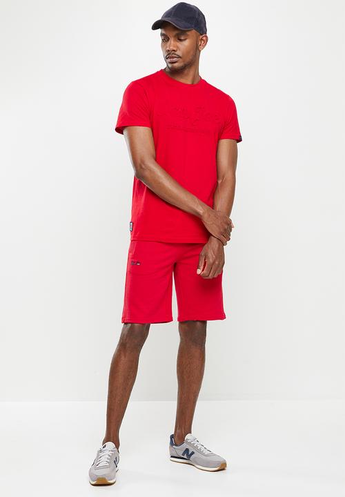 Aca Joe - Aca joe embossing on centre front crew tee - high risk red