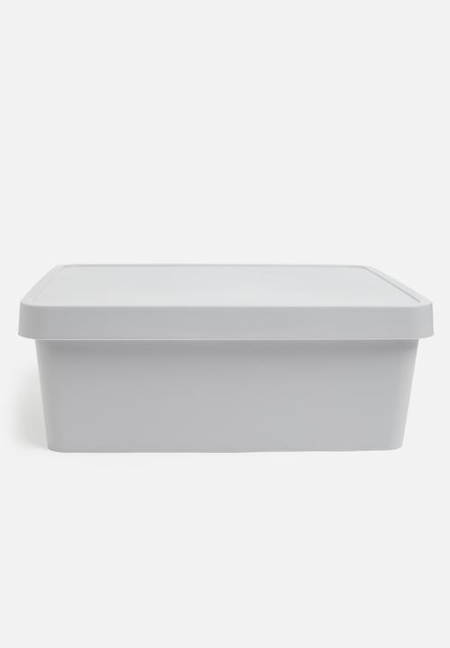 Stack storage box with lid - grey