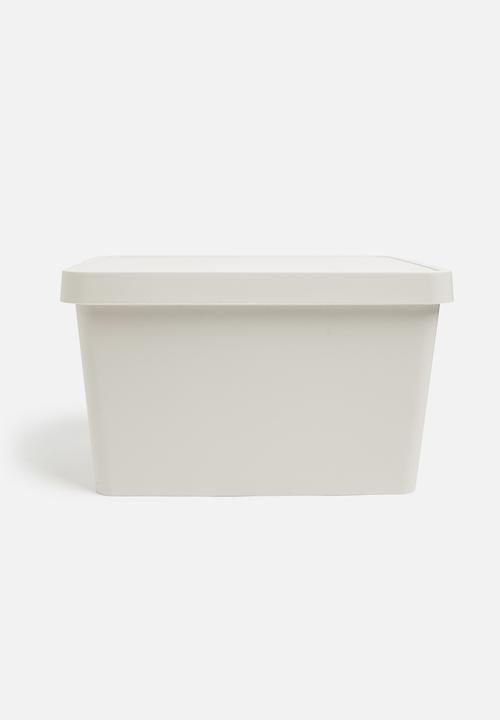 Stack storage box with lid - ecru