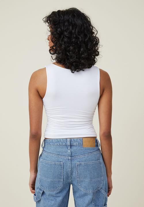 Cotton On - Nadia wide neck gathered tank - white