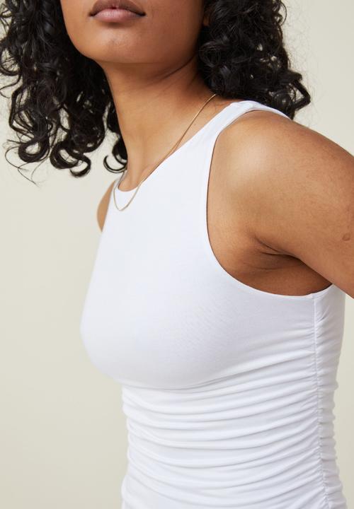 Cotton On - Nadia wide neck gathered tank - white