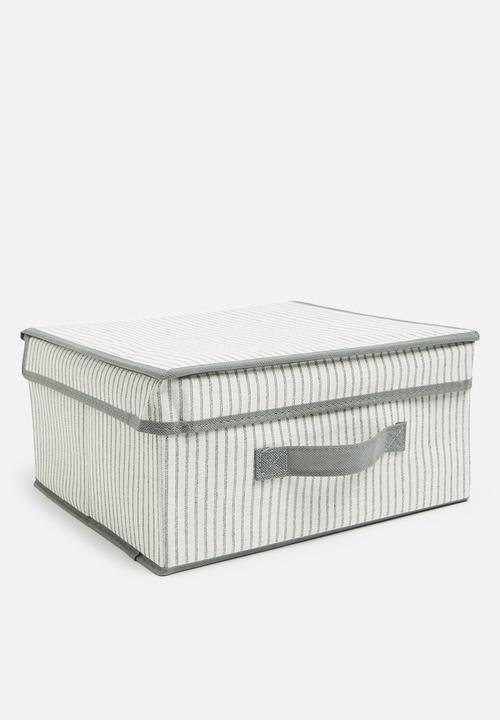 Storage Solutions - Stripe storage box with lid - grey & natural
