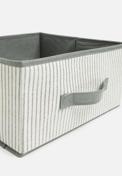 Storage Solutions - Stripe storage box with lid - grey & natural