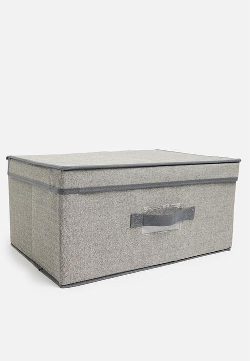 Storage Solutions - Herringbone storage box with lid - grey