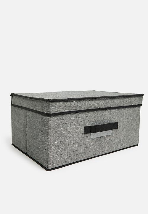 Storage Solutions - Herringbone storage box with lid - black
