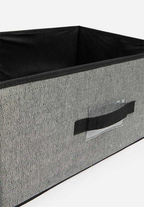 Storage Solutions - Herringbone storage box with lid - black