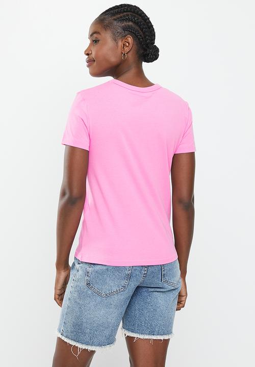 Jacqueline de Yong - Michigan short sleeve print top - fuchsia pink