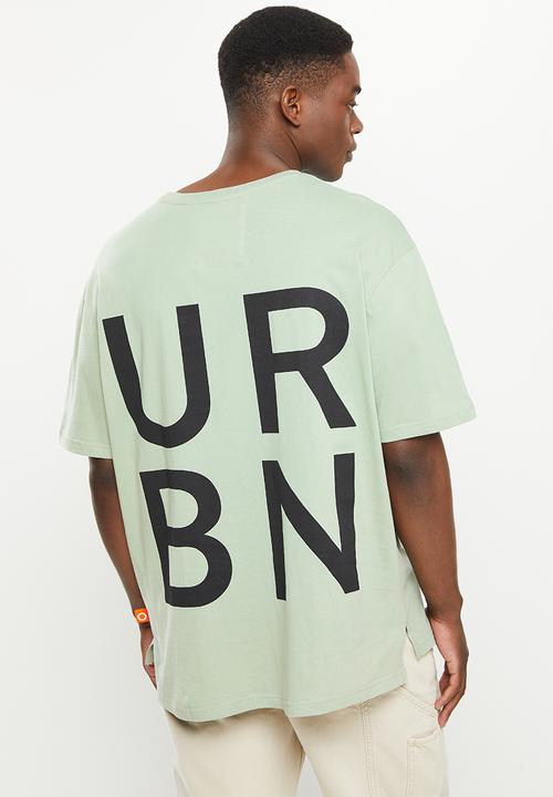urban° - Urban oversized back print & front logo  tee - iceberg green