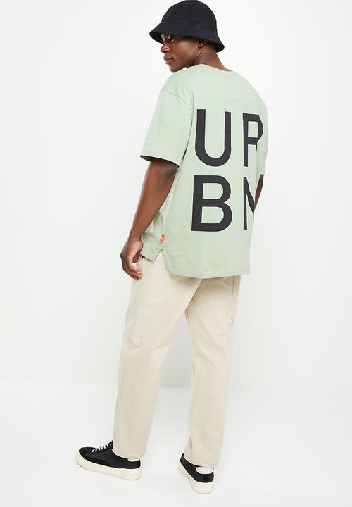 urban° - Urban oversized back print & front logo  tee - iceberg green