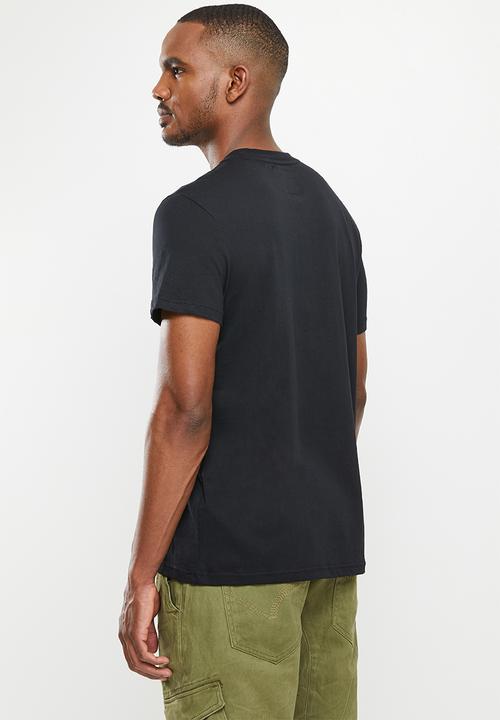 Aca Joe - Aca joe towelling applique crew tee short sleeve - black