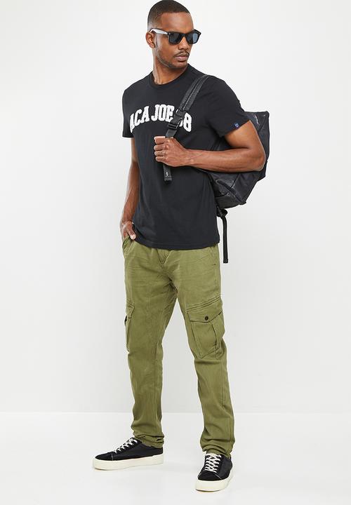 Aca Joe - Aca joe towelling applique crew tee short sleeve - black
