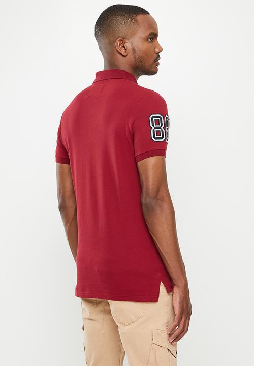 Aca Joe - Chest emb applique short sleeve golfer - maroon