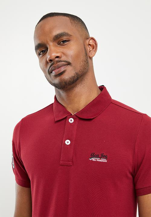 Aca Joe - Chest emb applique short sleeve golfer - maroon