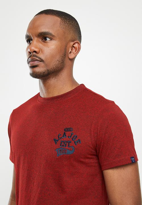 Aca Joe - Aca joe jasper left chest embroidered crew tee - high risk red