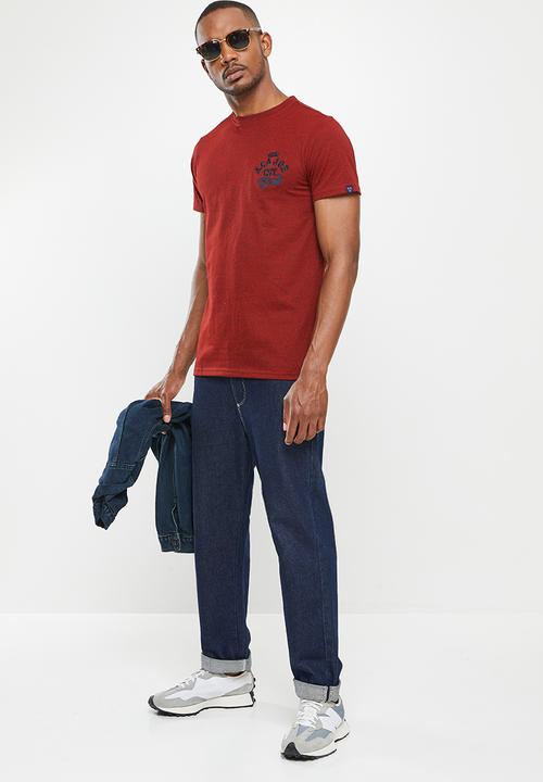 Aca Joe - Aca joe jasper left chest embroidered crew tee - high risk red