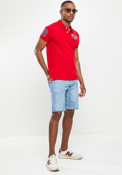 Aca Joe - Aca joe 3d chest emb and sleeve applique golfer - red