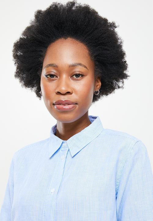 Superdry. - Linen boyfriend shirt - blue