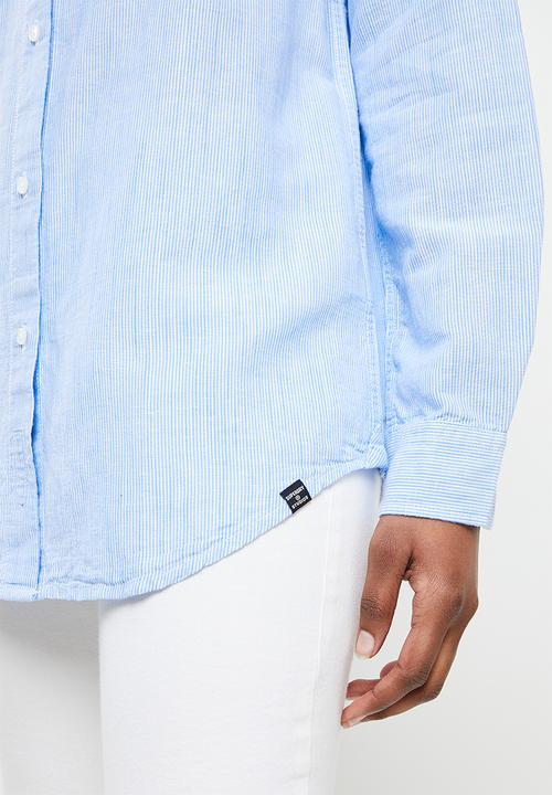 Superdry. - Linen boyfriend shirt - blue