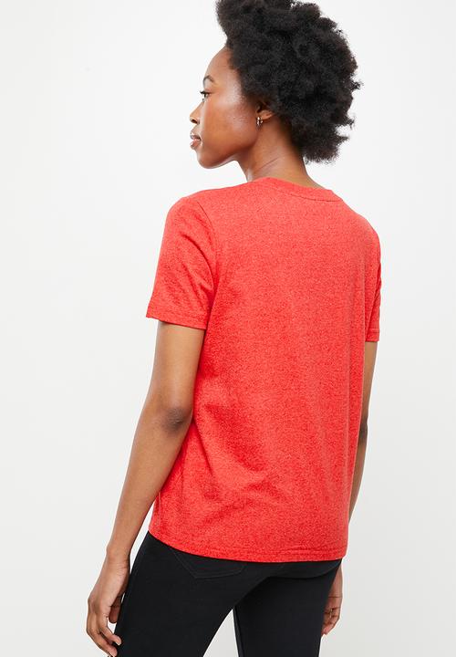 Superdry. - Vintage script style coll tee - red