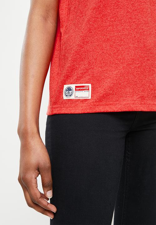 Superdry. - Vintage script style coll tee - red