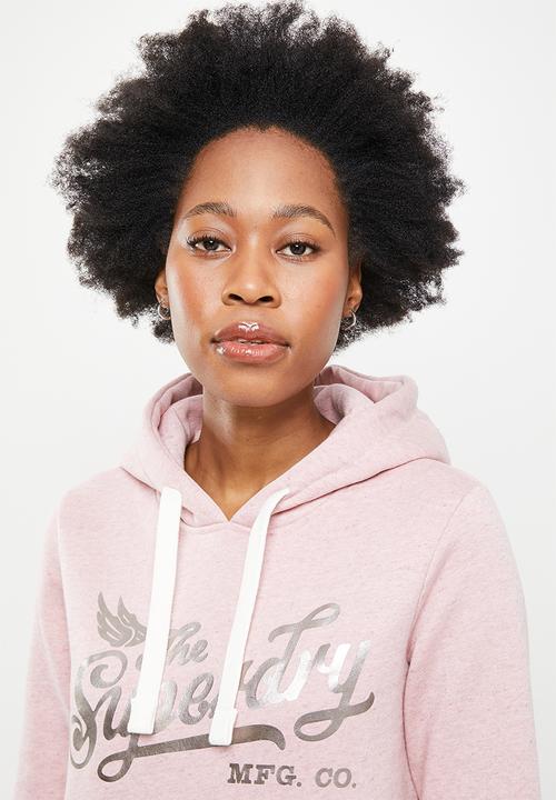 Superdry. - Vintage script style coll hoodie - pink
