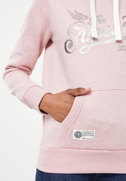 Superdry. - Vintage script style coll hoodie - pink