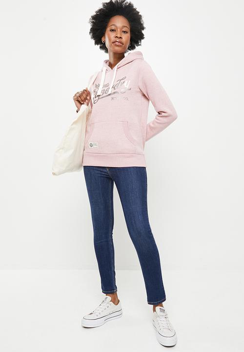 Superdry. - Vintage script style coll hoodie - pink