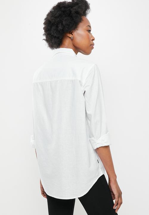 Superdry. - Linen boyfriend shirt - white
