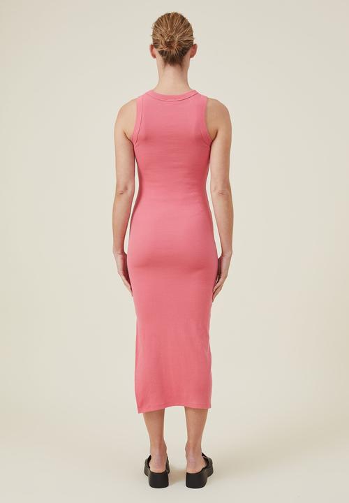 Cotton On - Rib racer midi dress - happy pink