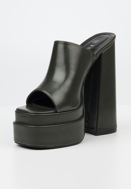 Rock & Co - Sachi 3 platform mule heel - olive