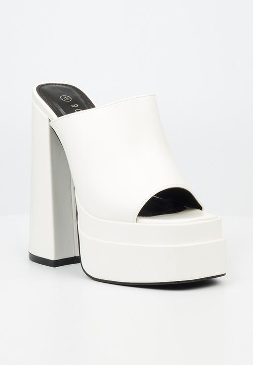 Rock & Co - Sachi 3 platform mule heel - white