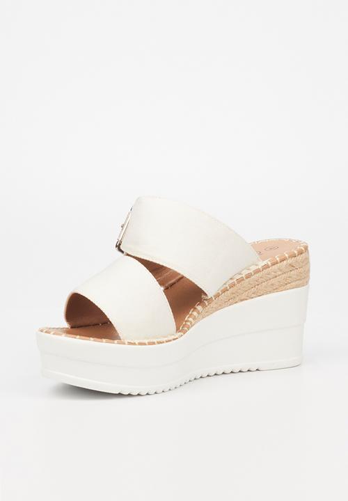 Miss Black - Wild3 mule wedge heel - white