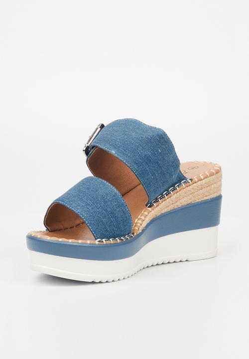 Miss Black - Wild3 mule wedge heel - blue
