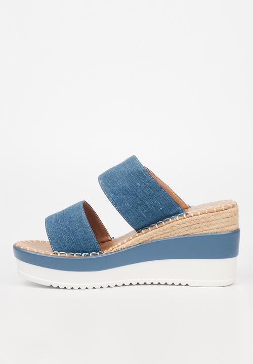 Miss Black - Wild3 mule wedge heel - blue