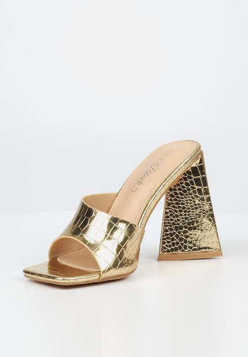 Miss Black - Trilogy4 mule block heel - gold