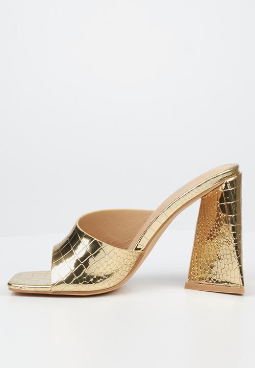 Miss Black - Trilogy4 mule block heel - gold