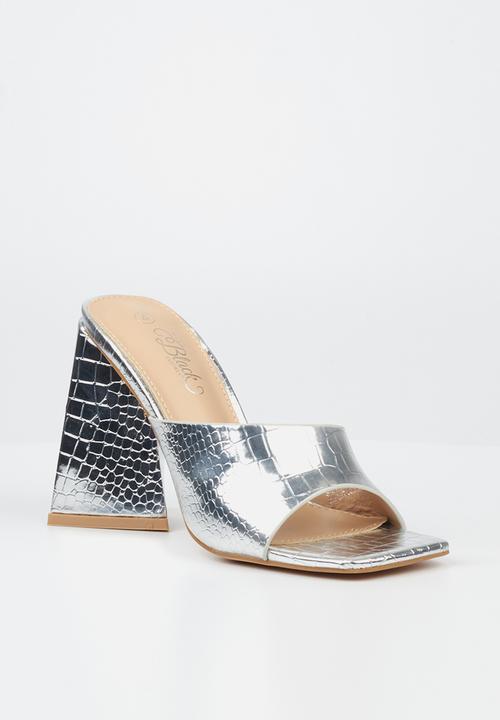 Miss Black - Trilogy4 mule block heel - silver
