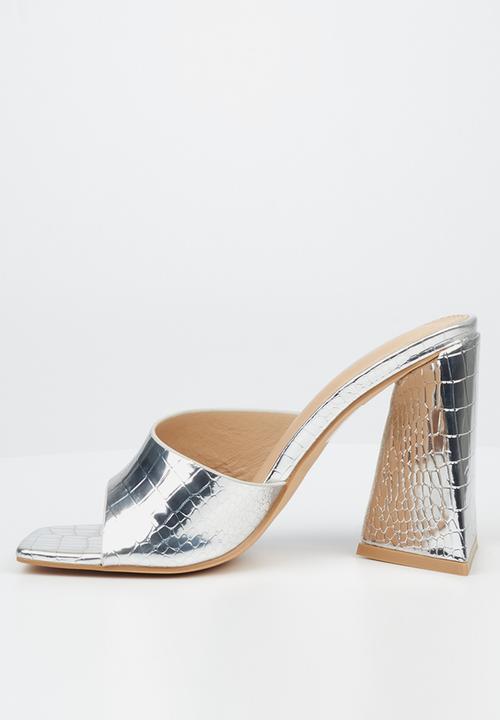 Miss Black - Trilogy4 mule block heel - silver