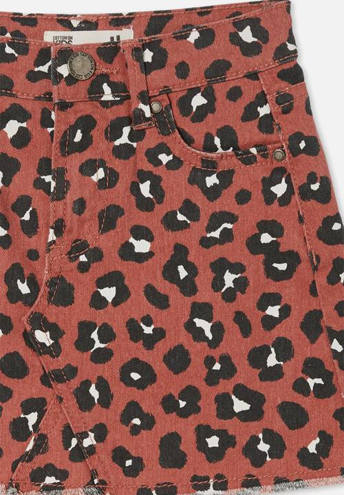 Cotton On - Fifi denim skirt - amber brown/leopard
