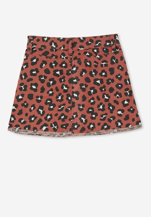 Cotton On - Fifi denim skirt - amber brown/leopard