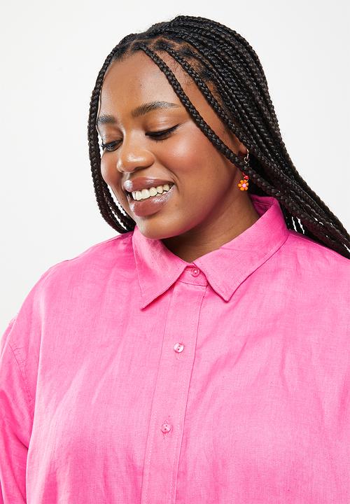 Me&B - Plus longer length long sleeve shirt - hot pink