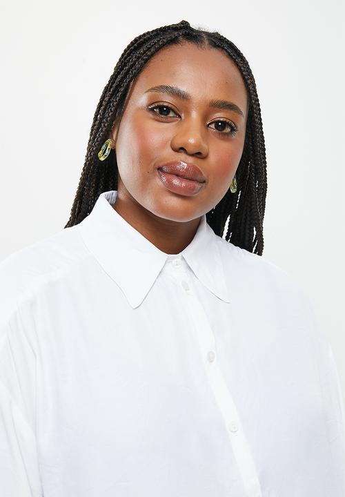 Me&B - Plus oversized shirt - white bamboo plain